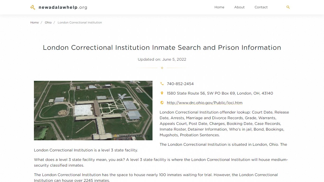 London Correctional Institution Inmate Search and Prison ...